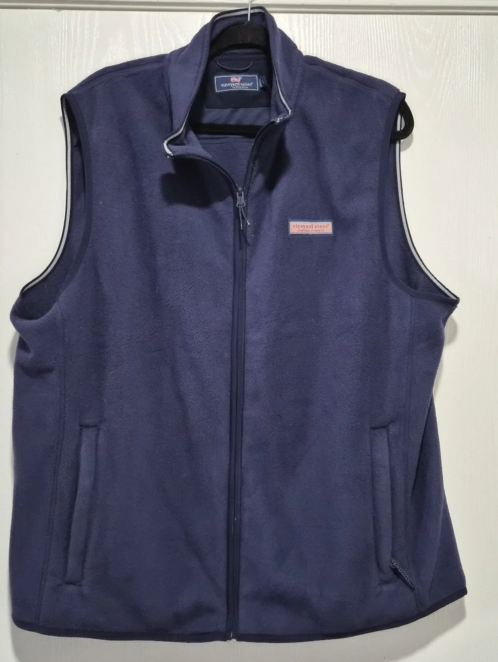 Vineyard Vines Men Harbor Fleece Navy Blue Full Zip Vest Size Large